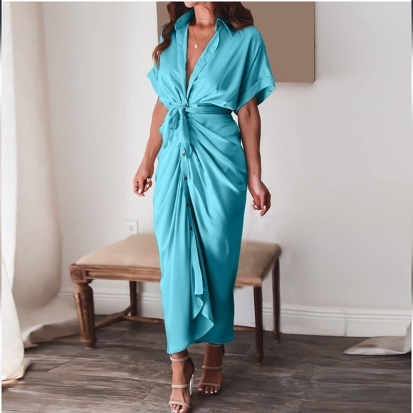 Amazon Women's Turquoise Maxi Dress - Picture 2 of 6